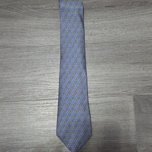 Authentic Hermes - Paris Classic Men's Blue & Yellow Patterned Silk Tie